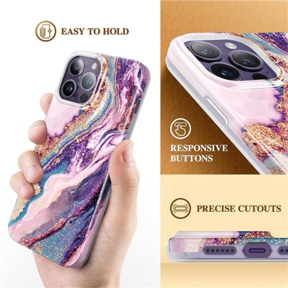 For iPhone 14 Pro Max 6.7in Military Grade Drop Protection Soft TPU Marble Case - Picture 6 of 6